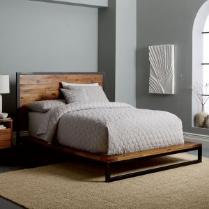 Nibbs Teak Wood King Size Bed Without Storage