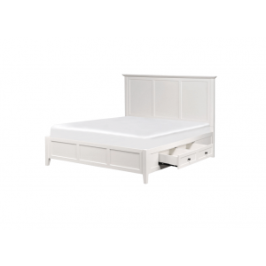 Pixxette Sheesham Queen Size Bed With Drawer Storage in White Colour