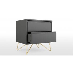 Haven Bedside Table In Charcoal & Gold