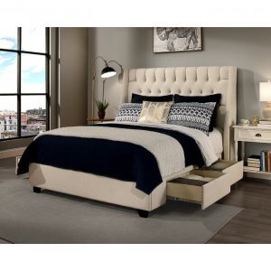 Lauchee Queen Size Upholstered Bed With Drawer Storage