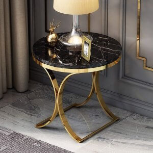 Stud Marble Top End Table