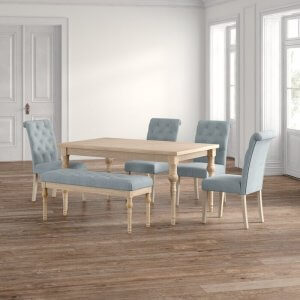 Connect Rubber Wood 6 Seater Dining Table in Natural Finish