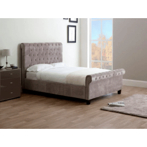 Volvery Upholstered Single Bed Without Storage in Grey Colour