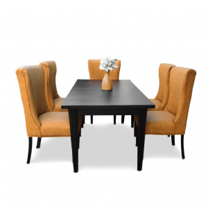 Savage Teak Wood Six Seater Dining Table with Chairs