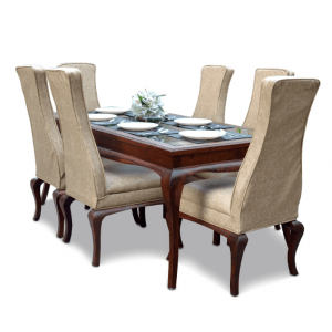 Classic Sheesham Wood Six Seater Dining Table with Chairs